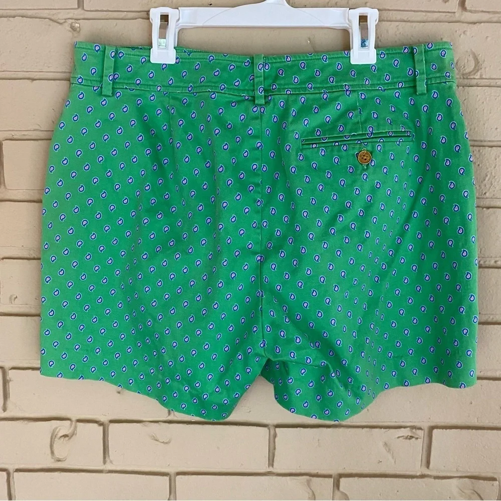 Lauren Ralph Lauren Sz 10 Flat Front Shorts Green Paisley Preppy Old Money
